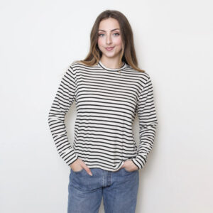 Long Sleeve Strip Tee Black