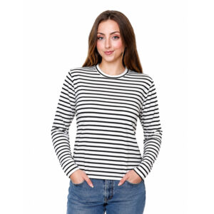 Long Sleeve Strip Tee Black