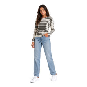 Long Sleeve Strip Tee Black